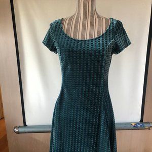 ModCloth Fervour Velvet Vibes Skater Dress in Teal
